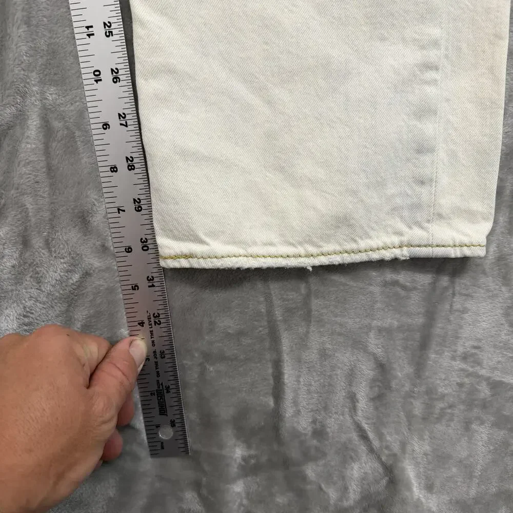 Levis 501 Jeans Mens 36X32* Fits 36X30 Distressed White Button Fly Bleached Wash